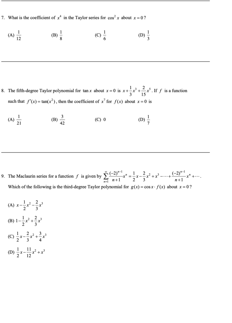 Taylor Series and Maclaurin Series in Infinite Sequences and Series